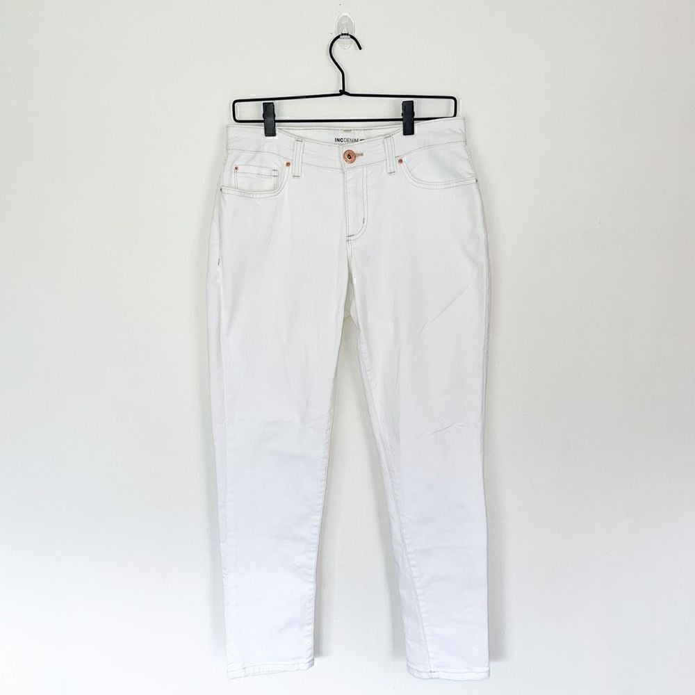 INC International Concepts Denim Women’s White Mid Rise Straight Leg Jean